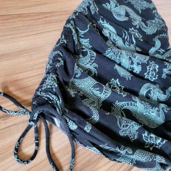 Motel Rocks Ardilla Bodycon Ruched Sides Raceback Mini Dress- Dragon Floral Mint - Picture 5 of 12